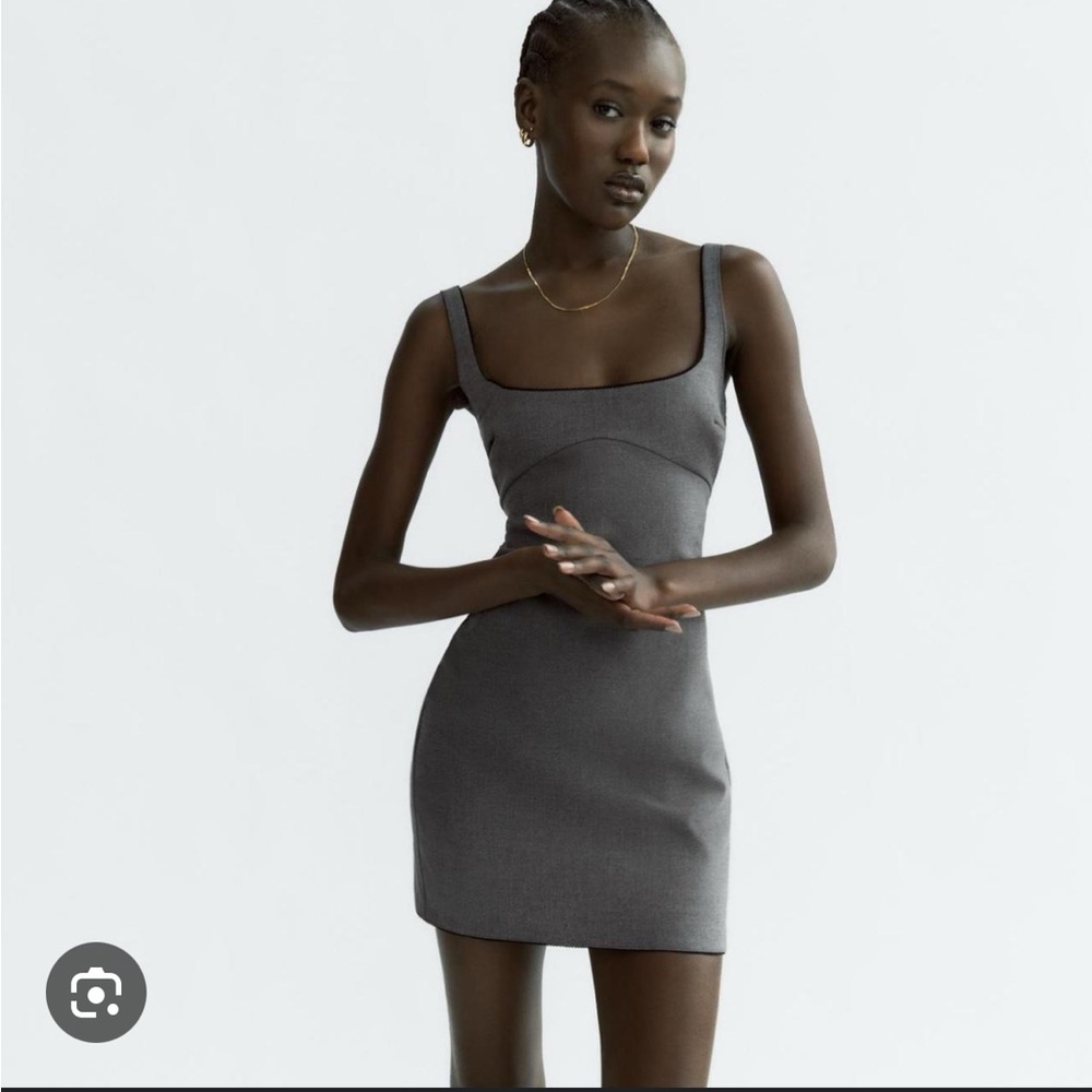 Zara Gray Bodycon Mini Dress Spaghetti Strap